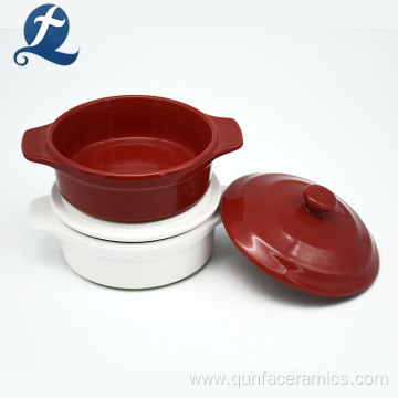 Color Glazed Round Ceramic Casserole
